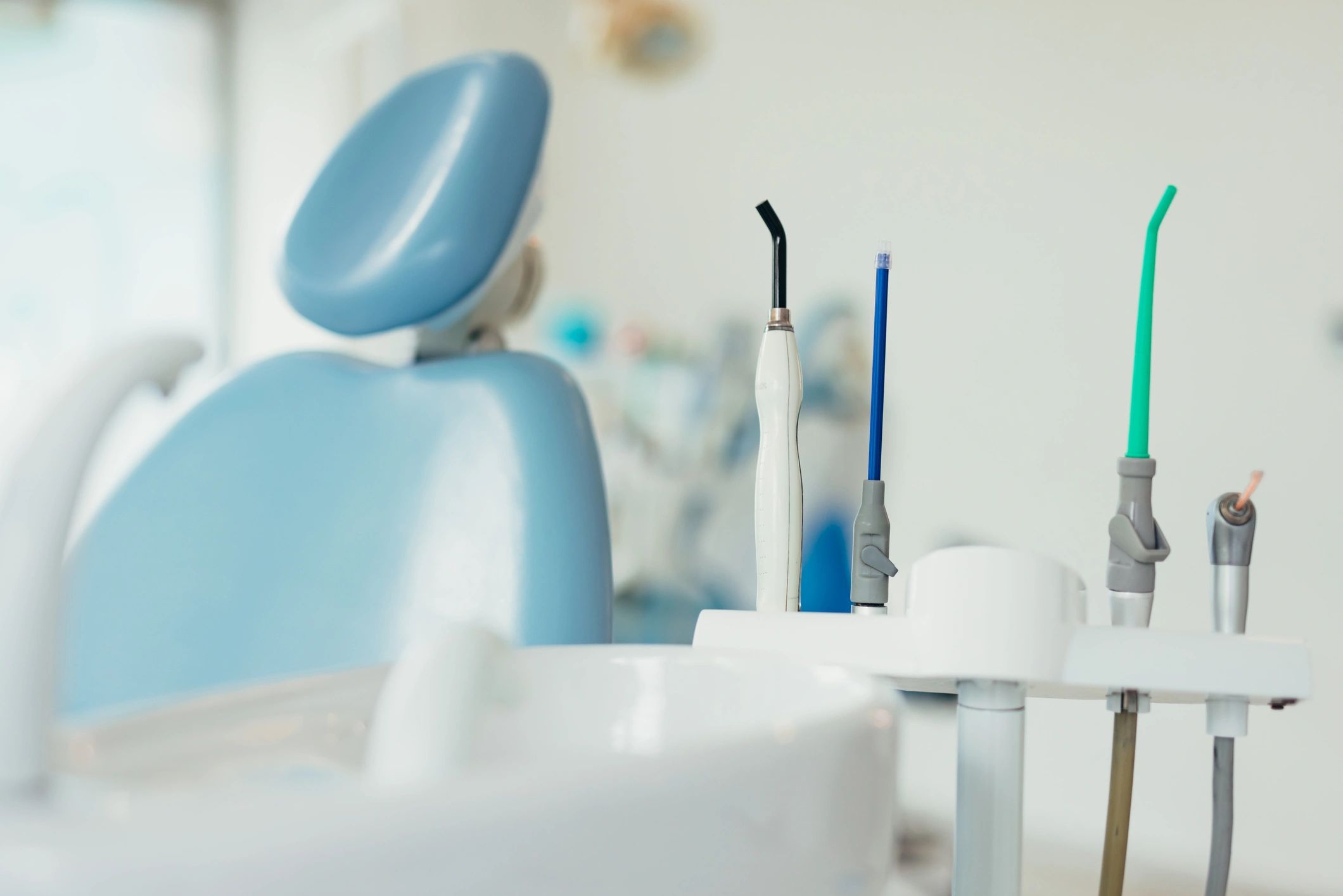 Sterile dental tools prepared in a modern clinic